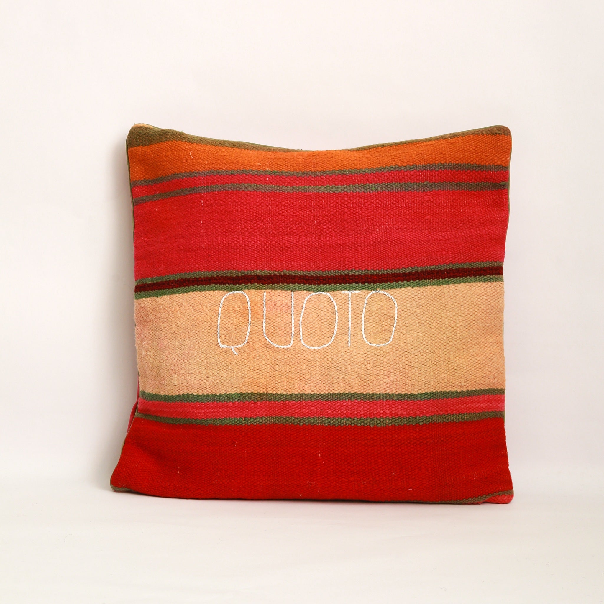 Fodera a righe colorate per cuscino 50x50 cm in lana e velluto