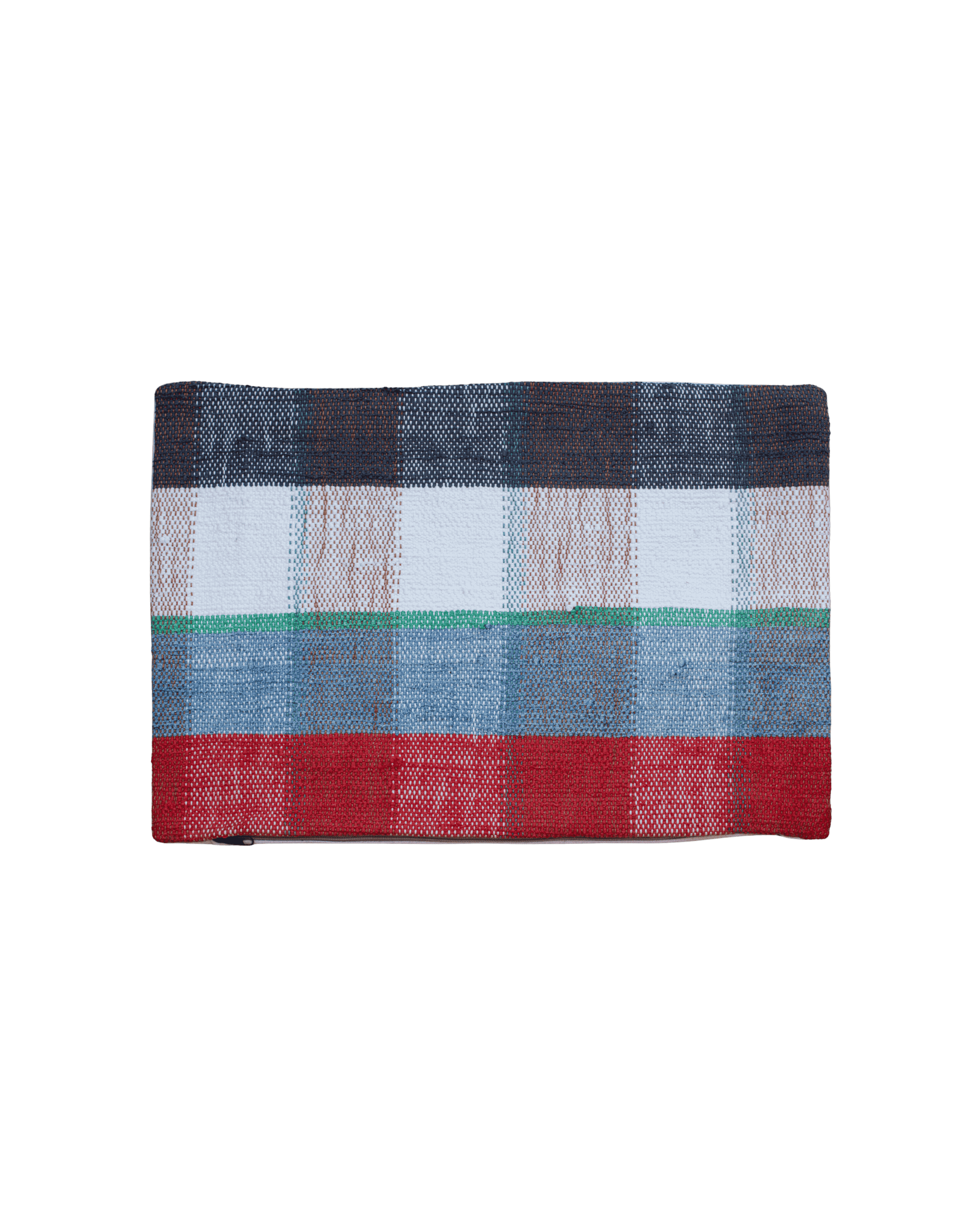 Federa per cuscino decorativo rettangolare 60x41 cm a quadri blu scuro, bianco, verde, azzurro, marrone e rosso melange