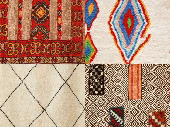 immagine creata usando 4 dettagli di tappeti marocchini con stili diversi