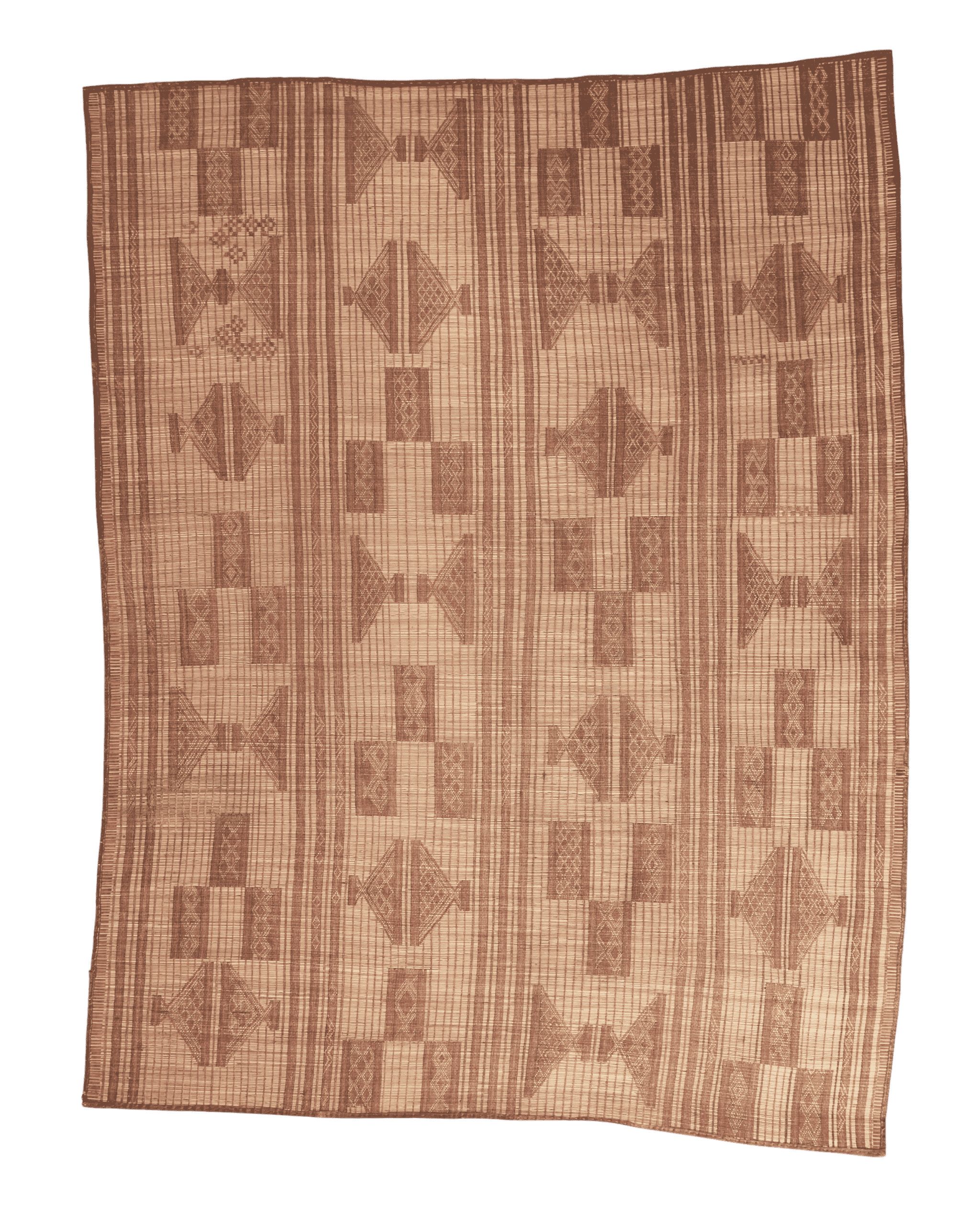 Stuoia touareg vintage in legno e cuoio distesa su pavimento