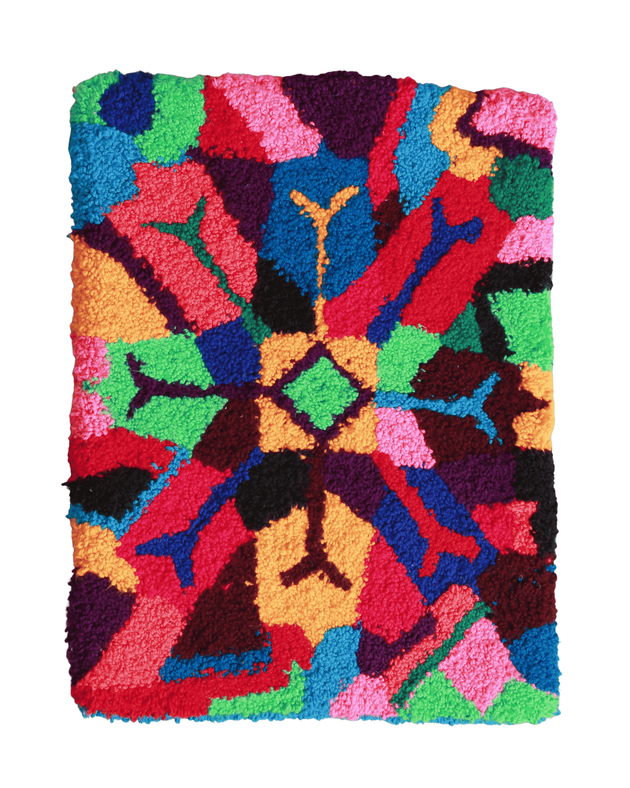 tappeto zindekh con fiocco di neve stilizzato e colorato blu rosso verde giallo marrone azzurro