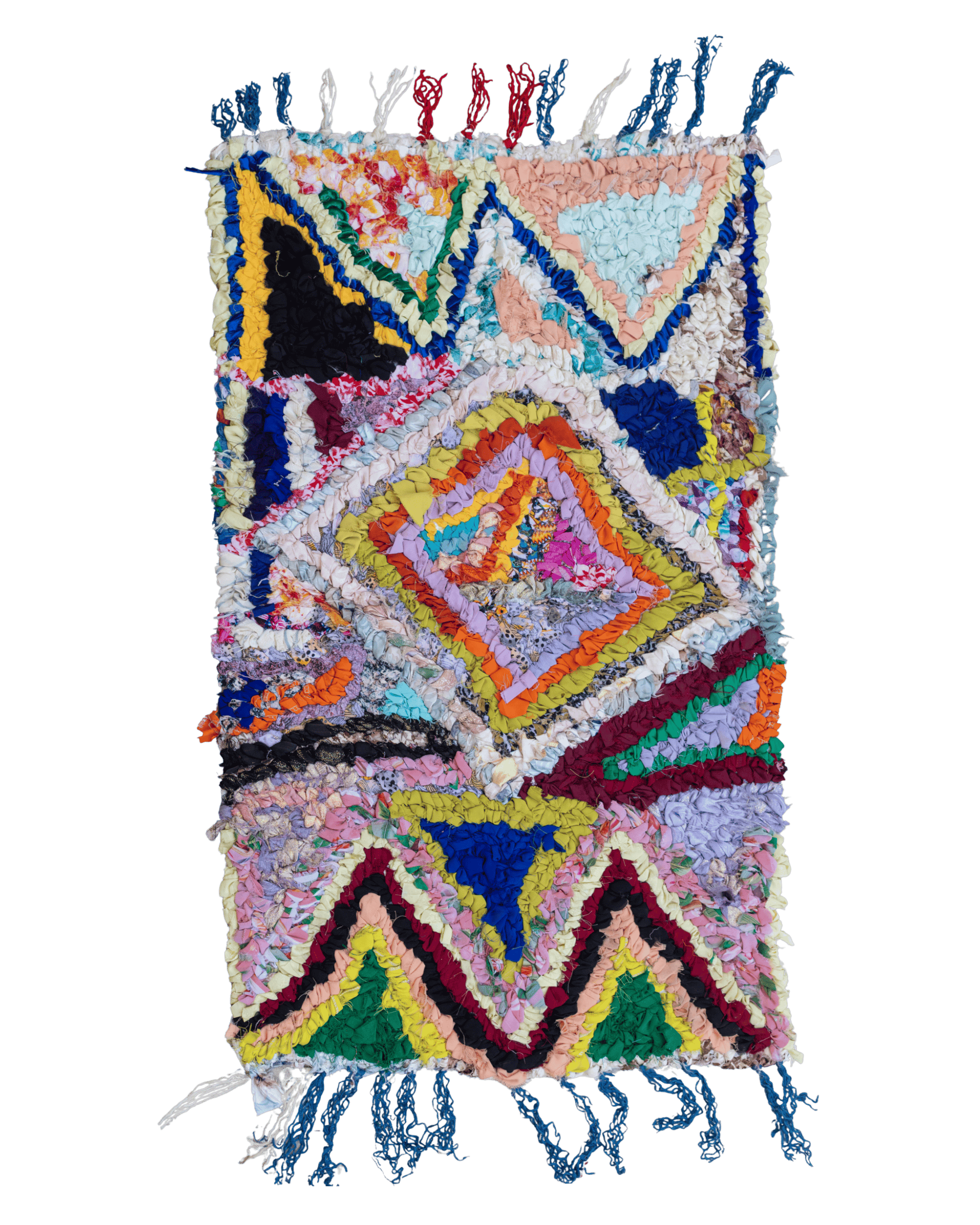 Tappeto piccolo per bagno o cucina in tessuti riciclati coloratissimi stile pezzotto