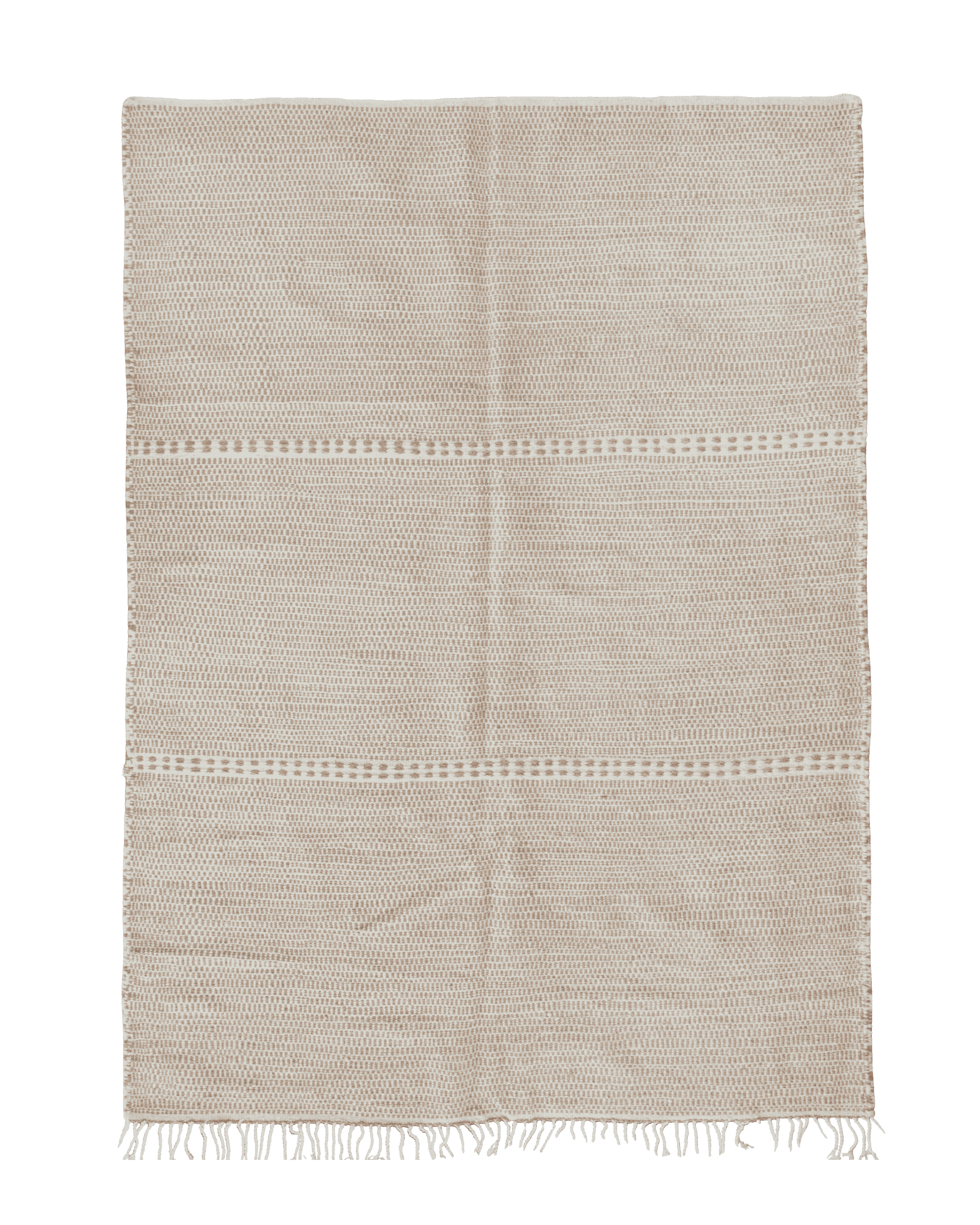 Tappeto Hanbel beige-sabbia e bianco crema 256×186 cm in lana a tessitura piatta
