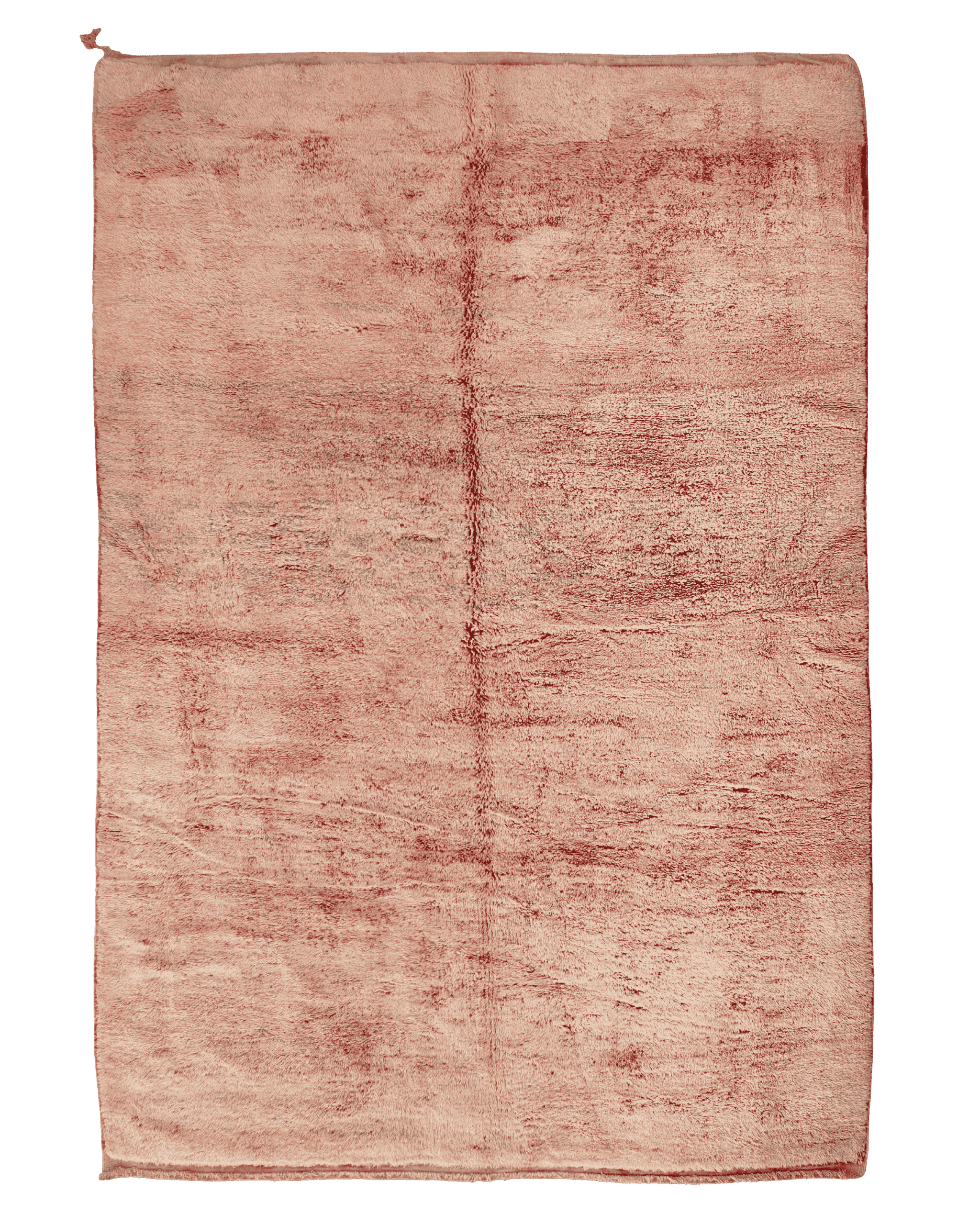 Tappeto rosa in lana a pelo medio-lungo annodata a mano 280×192 cm con effetto mélange e disegno a scacchi delavé