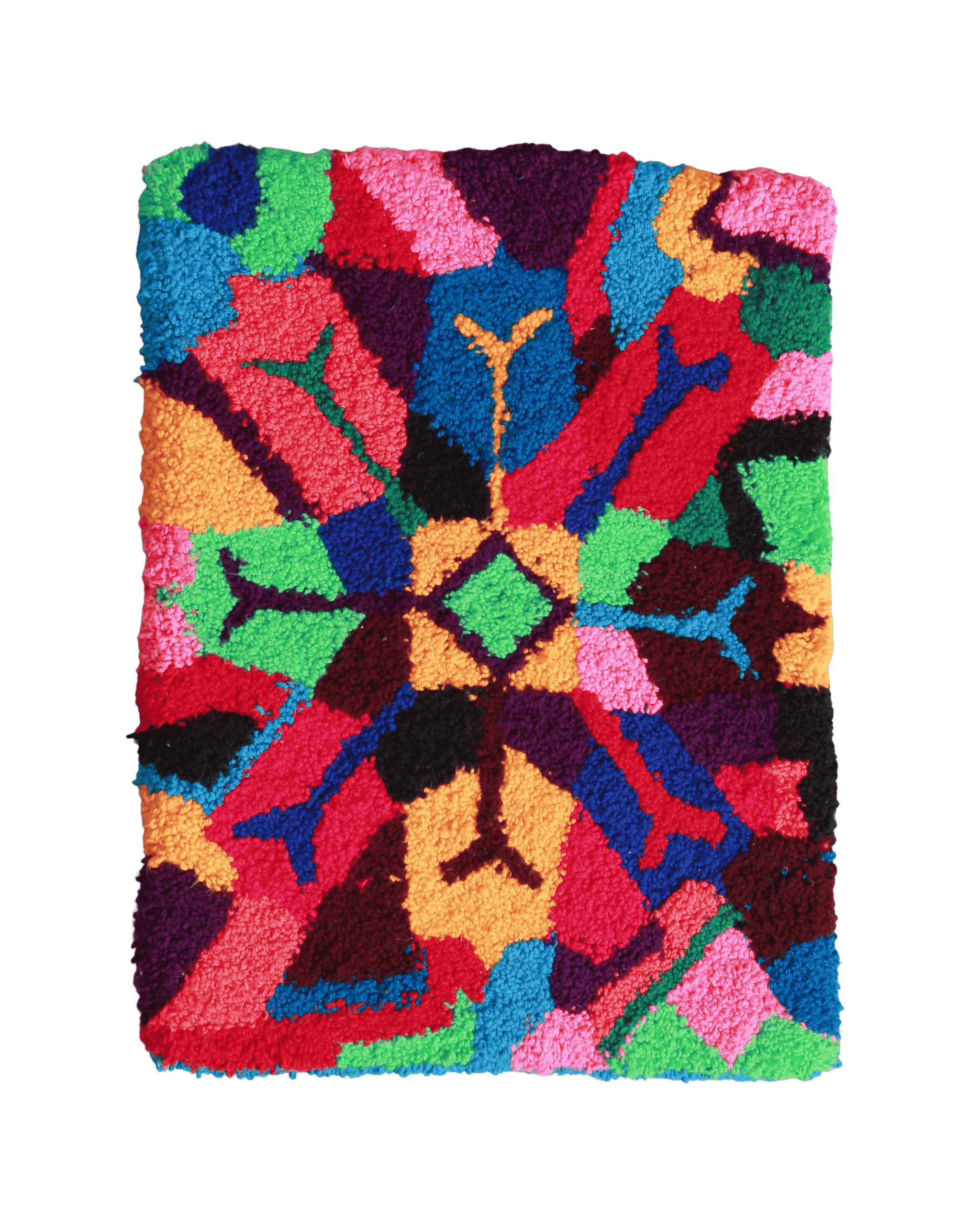 tappeto zindekh con fiocco di neve stilizzato e colorato blu rosso verde giallo marrone azzurro