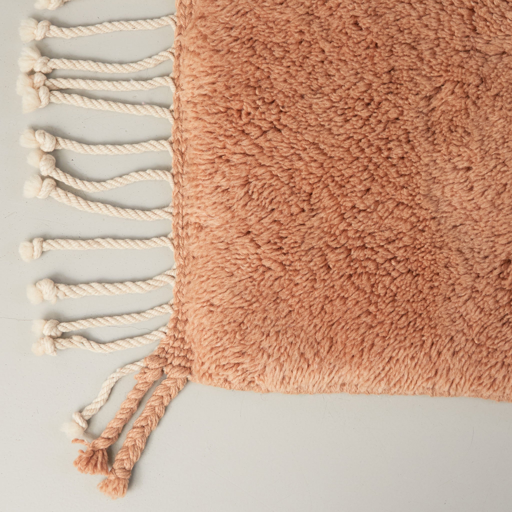 angolo marrone e frangia bianca di un tappeto beni mrirt