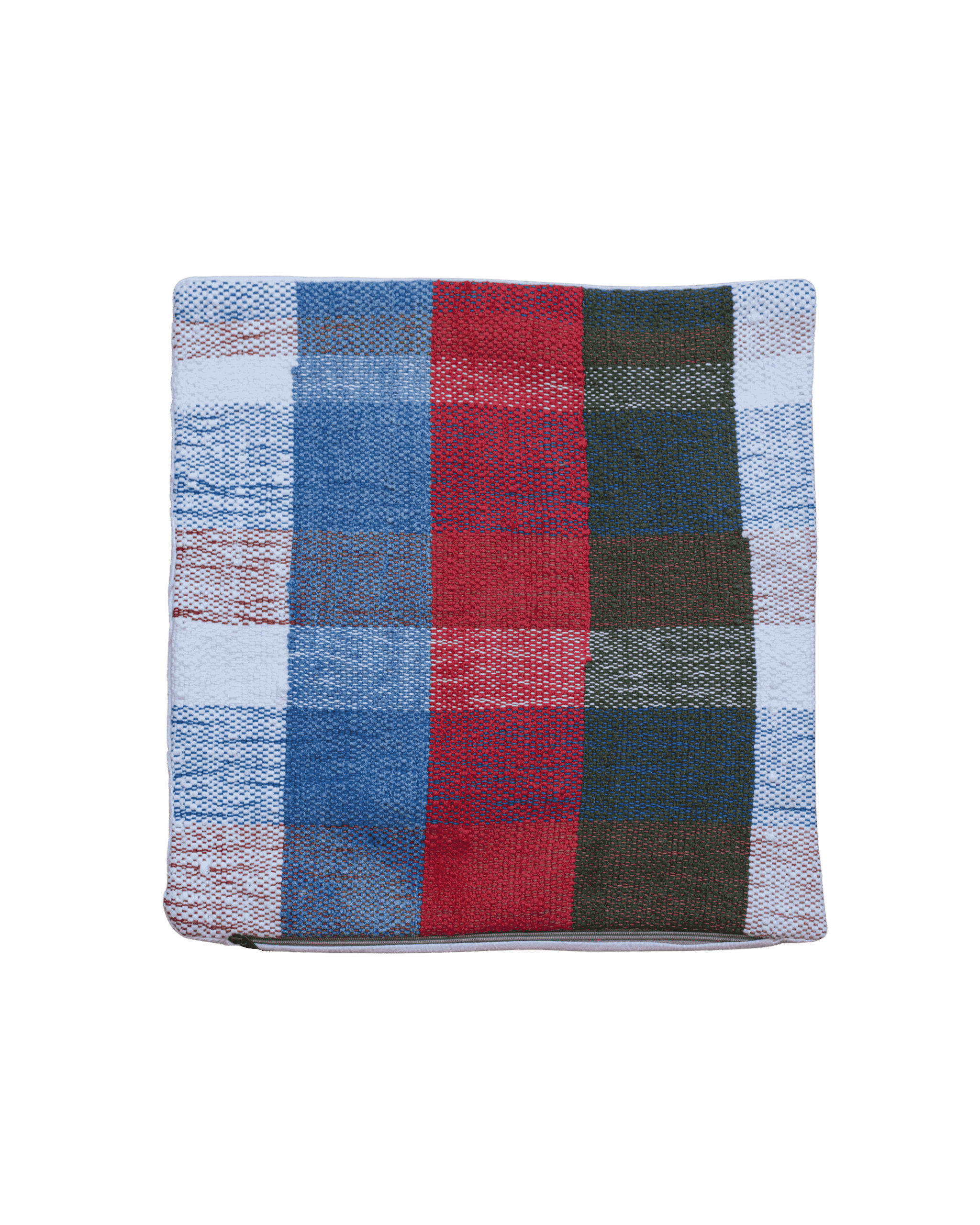 Fodera per cuscino decor da divano o letto, in tessuto melange a quadretti blu, rossi, verdi e bianchi