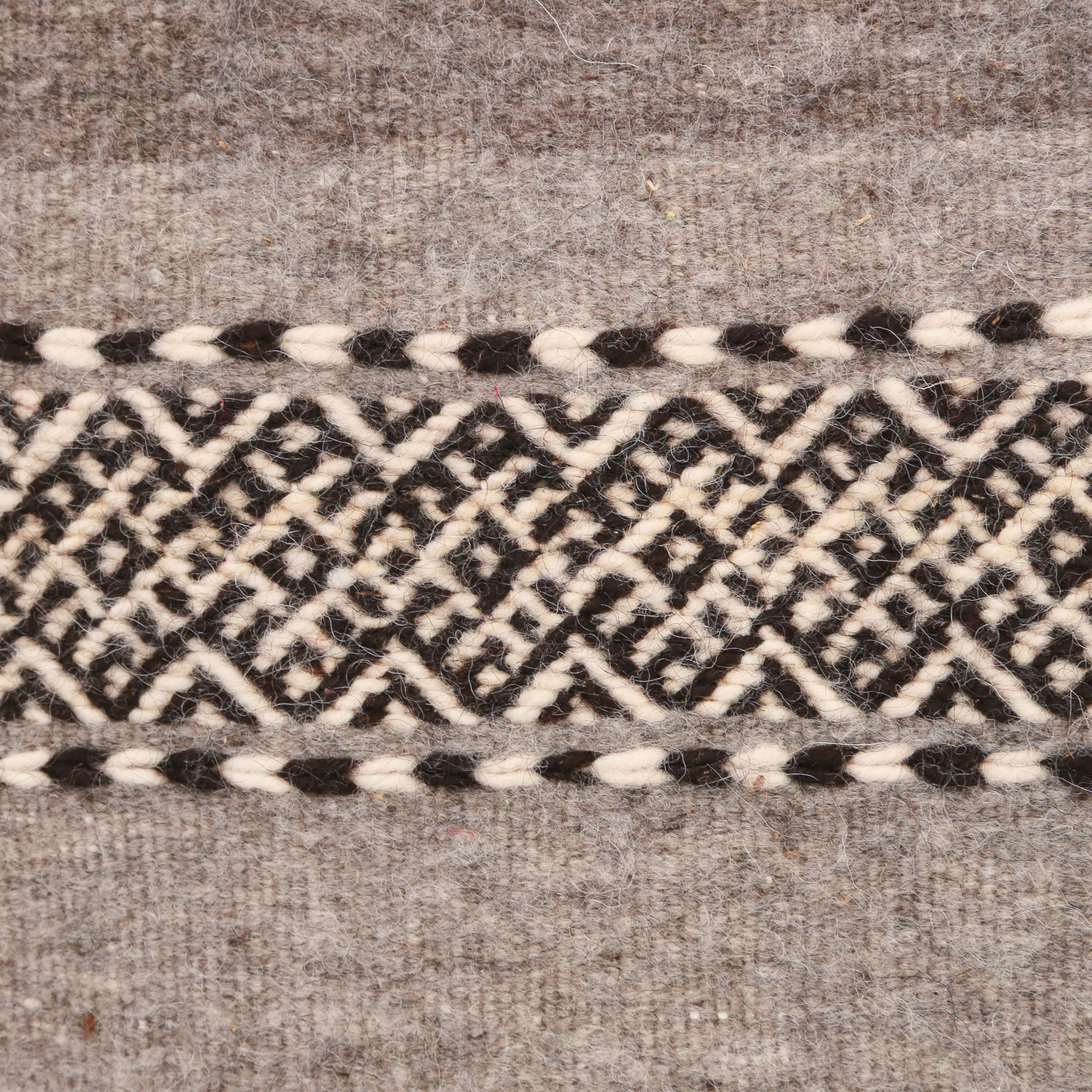 dettaglio della tessitura di un tappeto artigianale che crea dei disegni geometrici