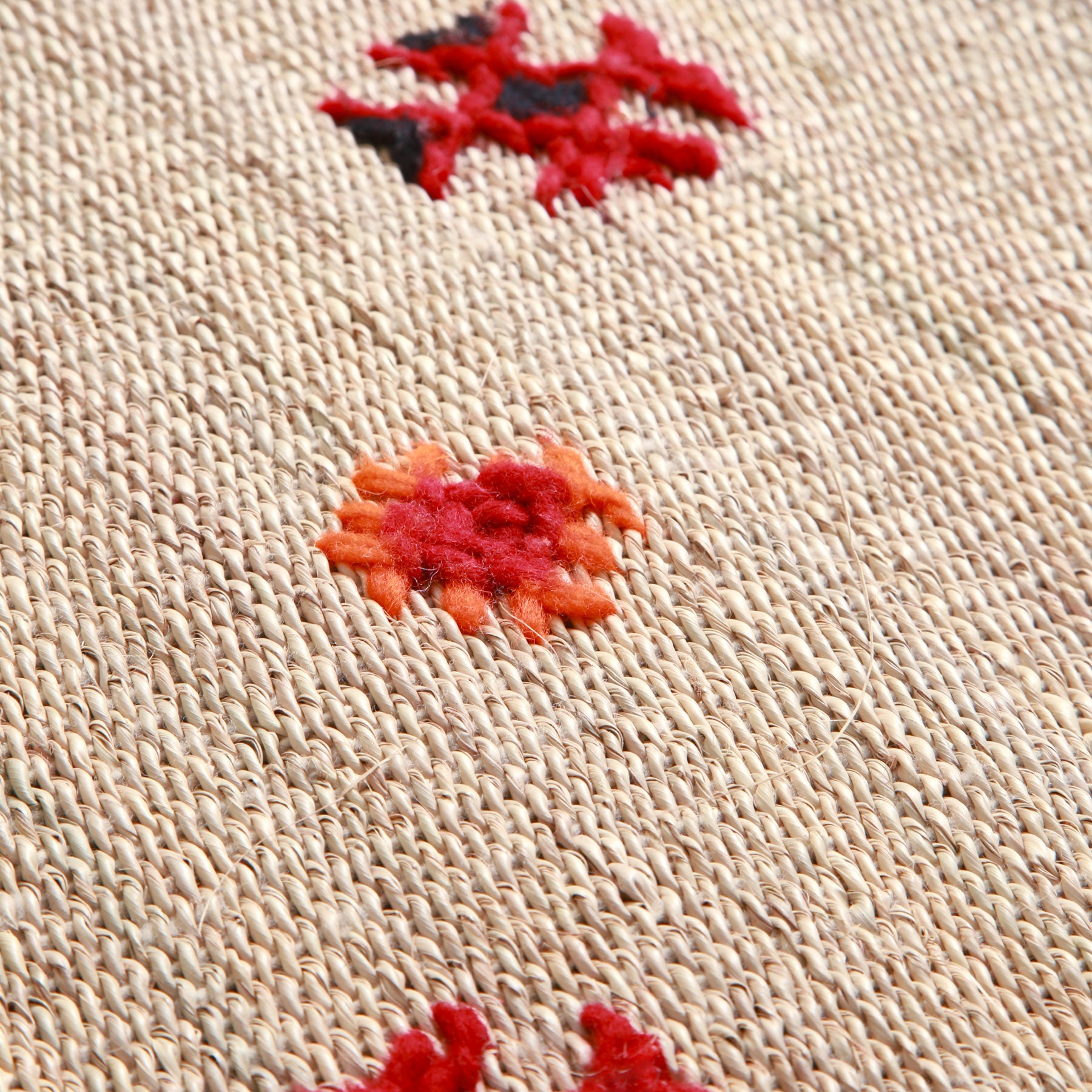 dettaglio della lana e della paglia tessuta su una stuoia