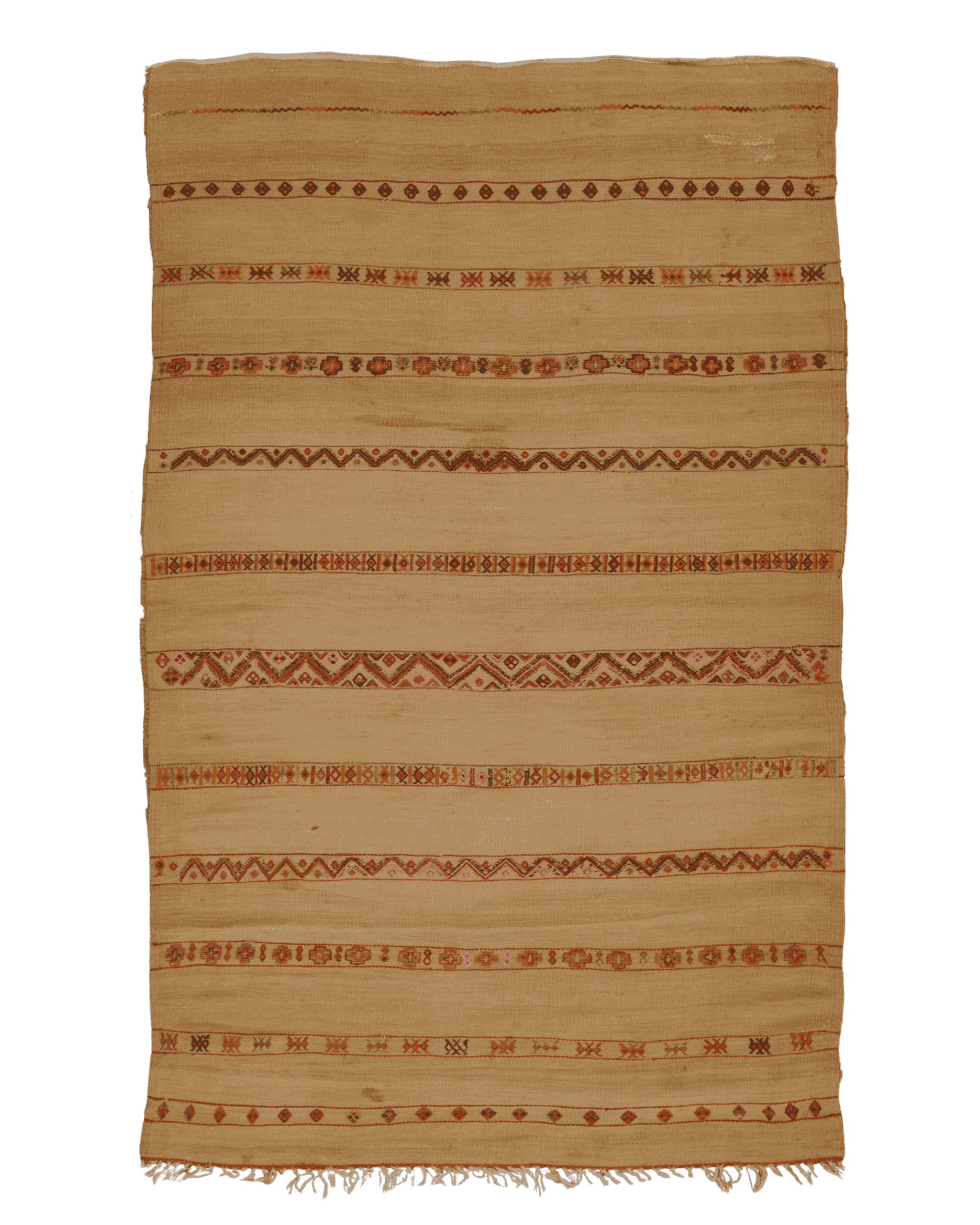 Grande stuoia vintage 300x180 cm in paglia intrecciata a mano con simboli berberi ricamati