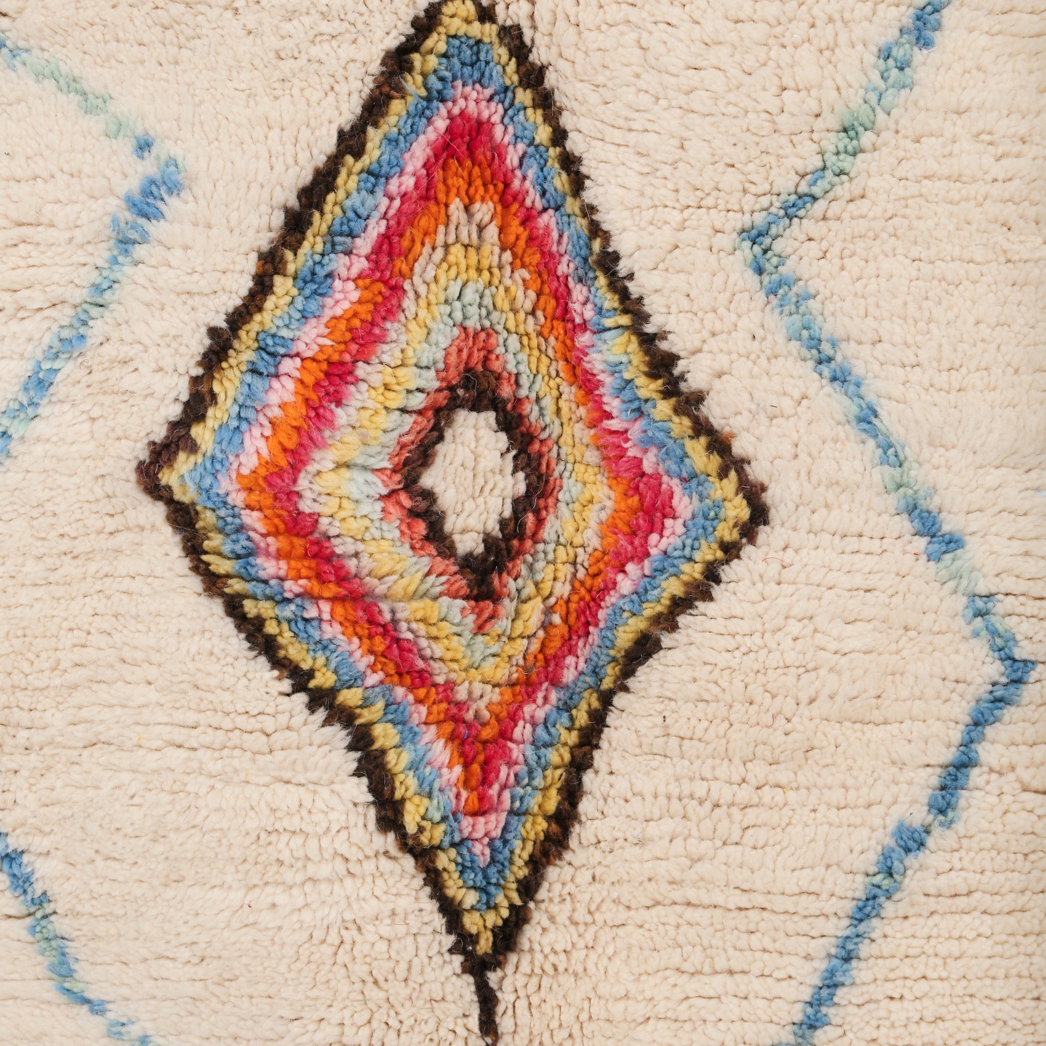 zoom su uno dei rombi del tappeto formato da tanti rombi colorati uno all'interno dell'altro