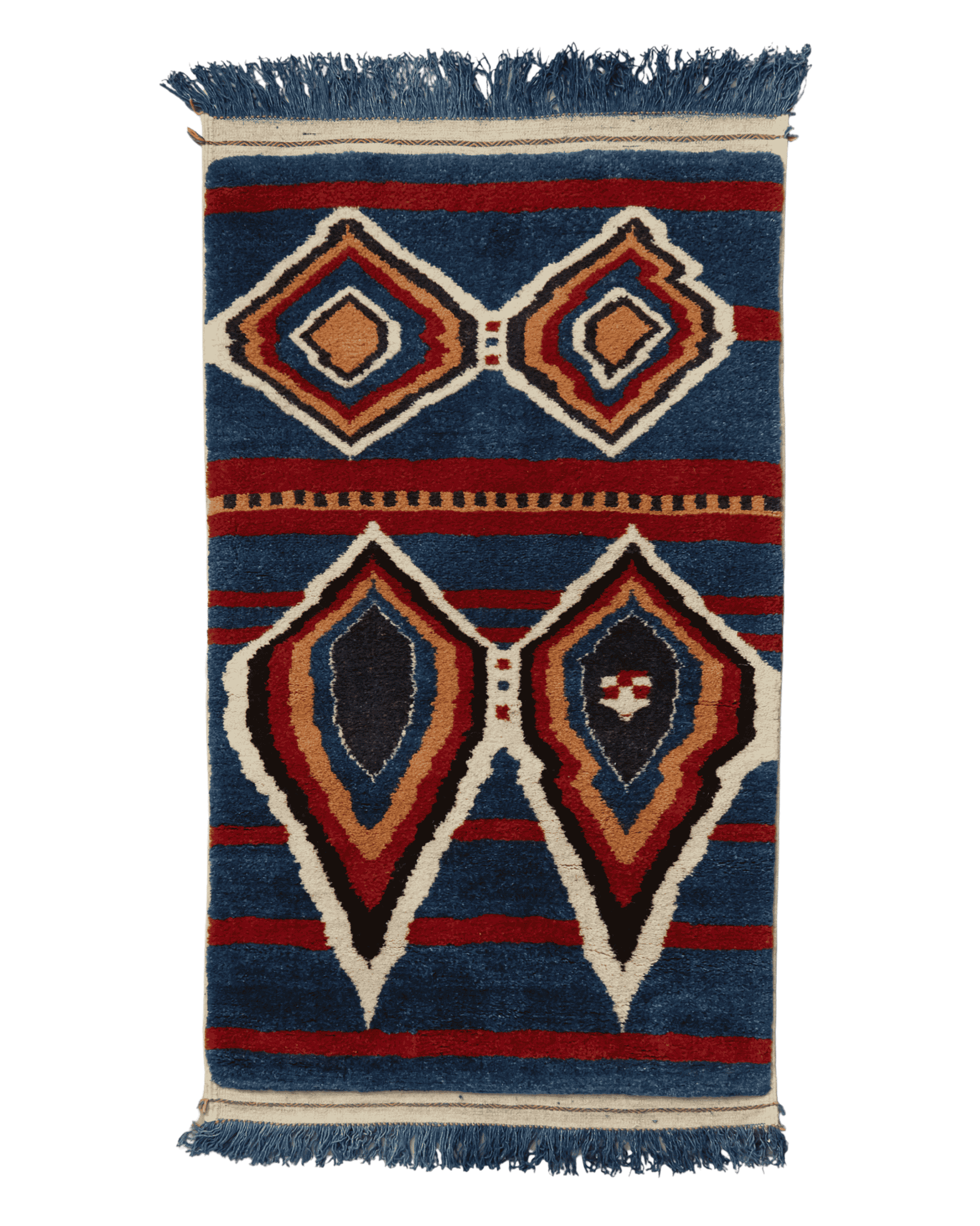 tappeto taznakht piccolo realizzato lana siroua a pelo corto e compatto tinta con colori naturali e disegni tradizionali come i rombi 