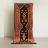 tappeto taznakht vintage passatoia lana siroua marrone rosso appeso