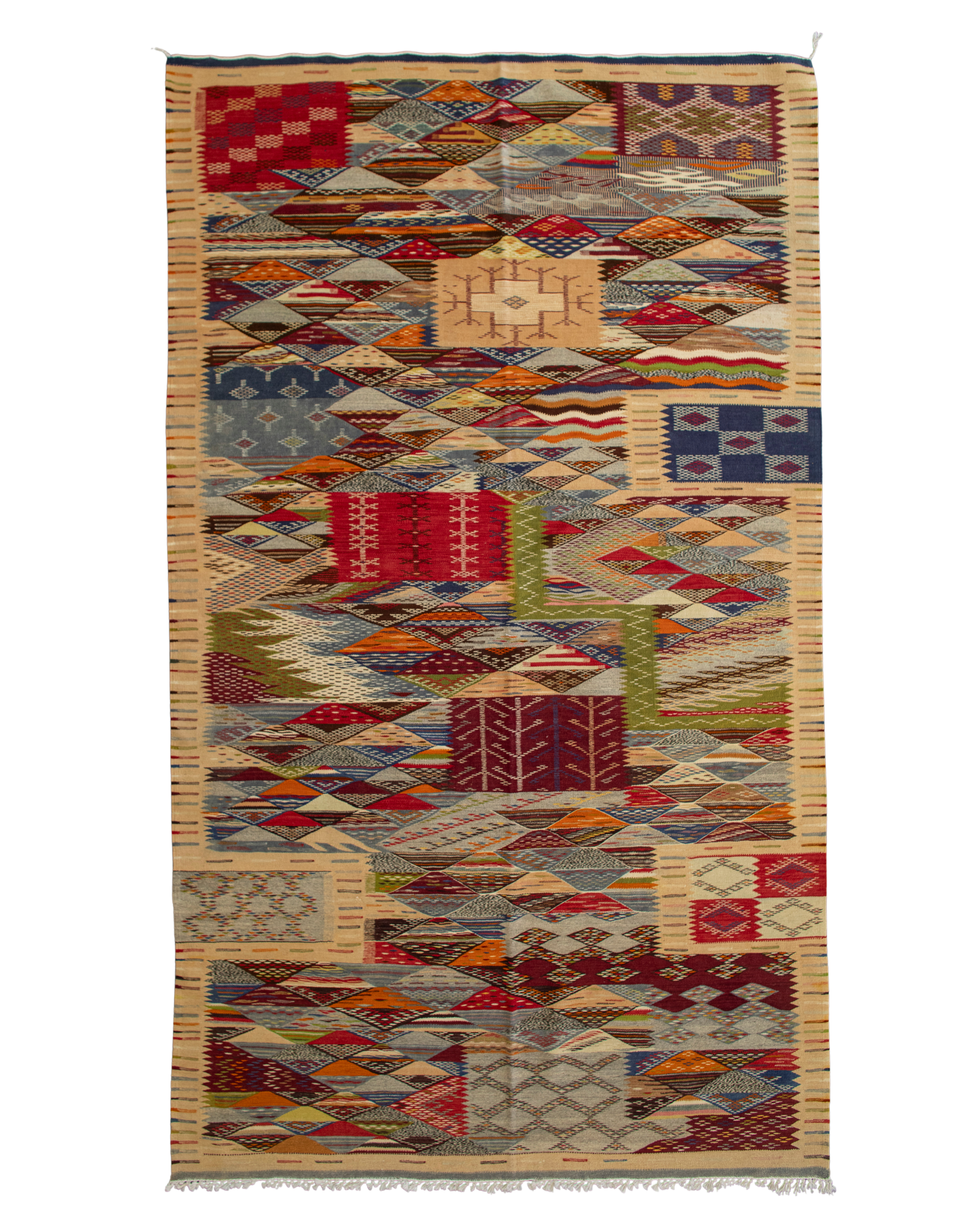 Tappeto kilim berbero coloratissimo con fantasia stile patchwork
