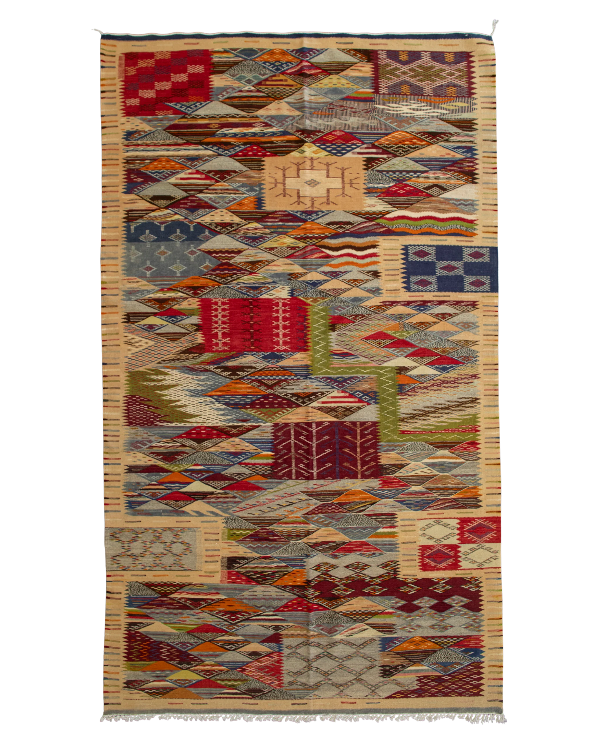 Tappeto kilim berbero coloratissimo con fantasia stile patchwork