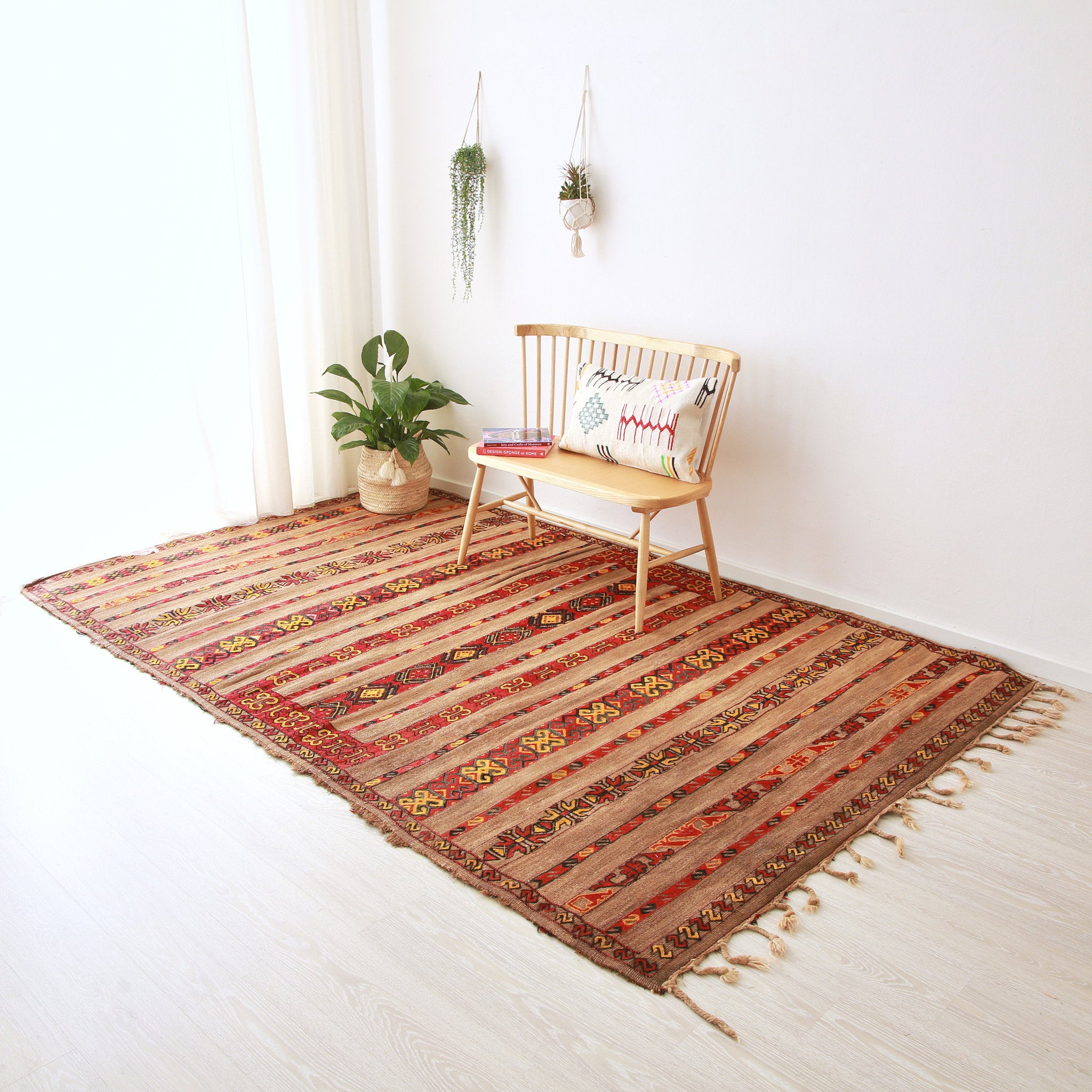 Vintage Hassira palm straw mat, 3.2*1.9 m