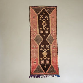 tappeto taznakht vintage passatoia lana siroua marrone rosso disteso